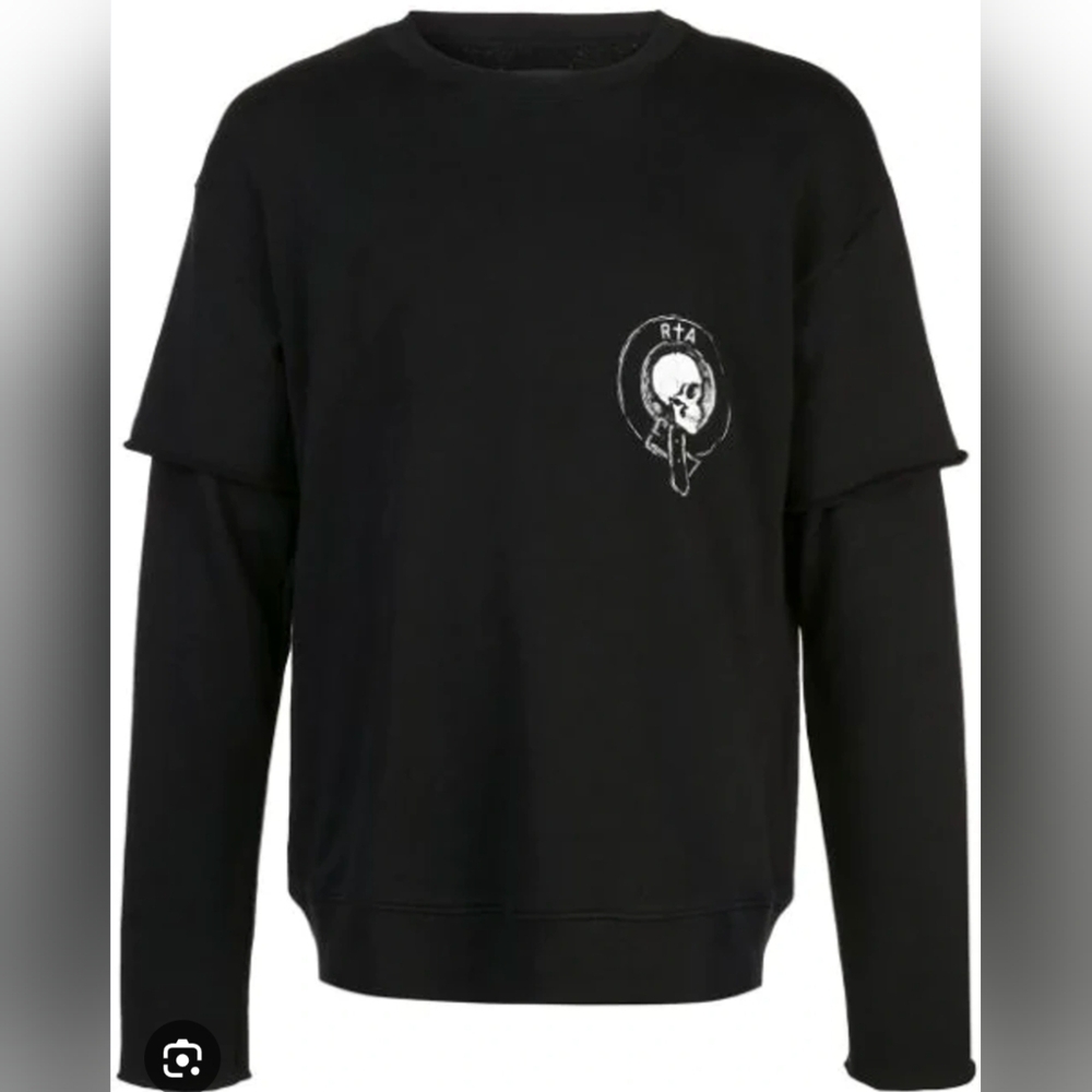 RTA Layered Skull Black Sweatshirt Unisex Size Small